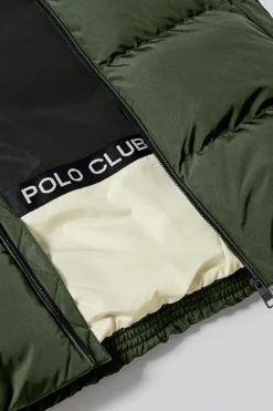 Abrigo verde caqui Staten de capucha desmontable y detalles Polo Club