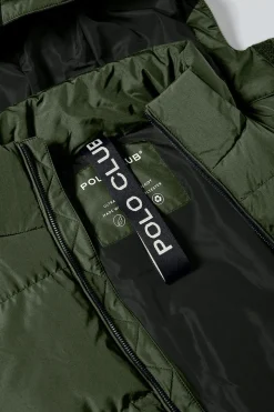 Abrigo verde caqui Staten de capucha desmontable y detalles Polo Club