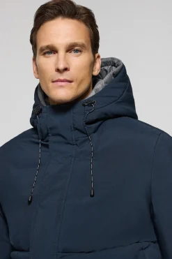 Abrigo azul marino Aspen acolchado de capucha fija y detalles Polo Club