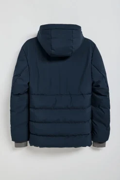 Abrigo azul marino Aspen acolchado de capucha fija y detalles Polo Club
