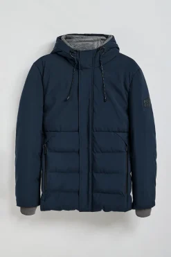 Abrigo azul marino Aspen acolchado de capucha fija y detalles Polo Club
