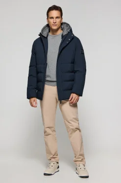 Abrigo azul marino Aspen acolchado de capucha fija y detalles Polo Club