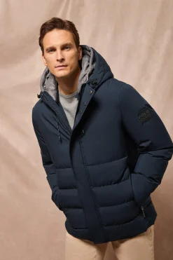 Abrigo azul marino Aspen acolchado de capucha fija y detalles Polo Club