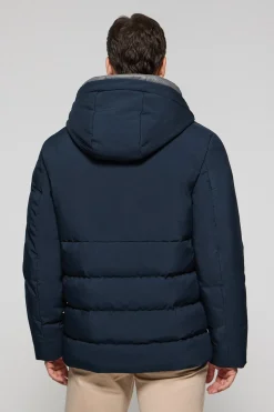 Abrigo azul marino Aspen acolchado de capucha fija y detalles Polo Club