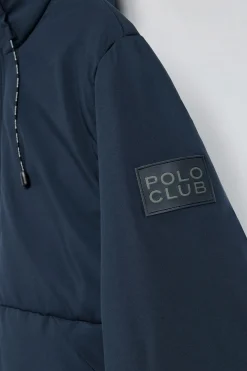 Abrigo azul marino Aspen acolchado de capucha fija y detalles Polo Club