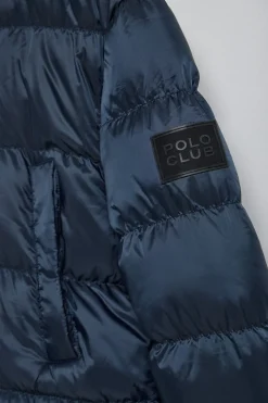 Abrigo azul marino Greenwich con bolsillos y capucha fija con detalles Polo Club