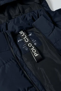 Abrigo azul marino Staten de capucha desmontable y detalles Polo Club