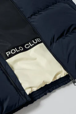 Abrigo azul marino Staten de capucha desmontable y detalles Polo Club