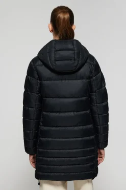 Abrigo Corinne negro ultralight con capucha y logotipo Polo Club