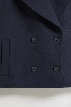 Abrigo corto Lona azul marino cruzado abotonado y detalles Polo Club