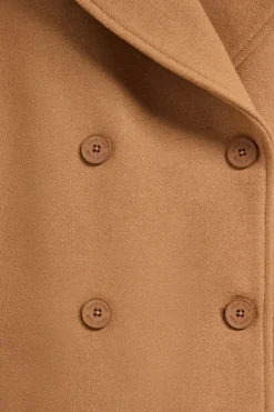 Abrigo corto Lona color camel cruzado abotonado y detalles Polo Club