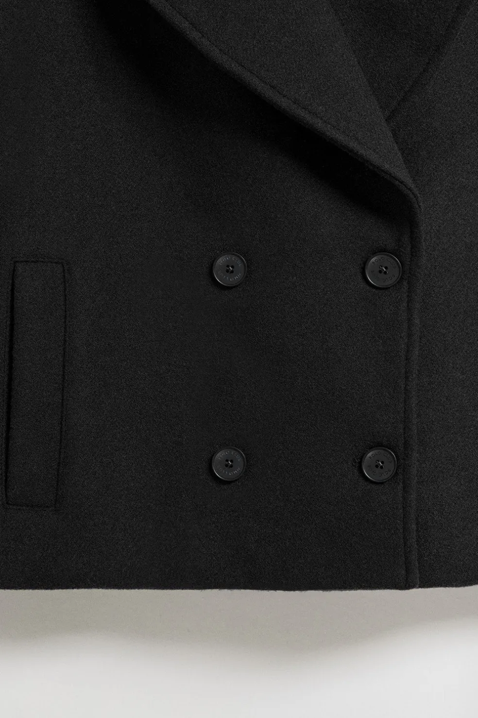 Abrigo corto Lona negro cruzado abotonado y detalles Polo Club