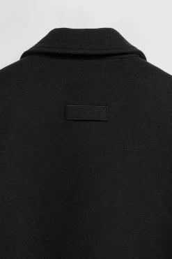 Abrigo corto Lona negro cruzado abotonado y detalles Polo Club