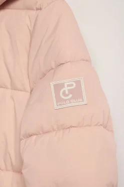 Abrigo Gracia rosa reversible con capucha fija y detalles Polo Club