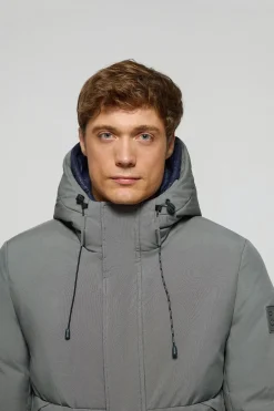 Abrigo gris asfalto Aspen acolchado de capucha fija y detalles Polo Club