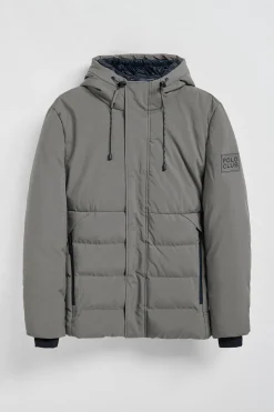 Abrigo gris asfalto Aspen acolchado de capucha fija y detalles Polo Club