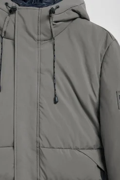 Abrigo gris asfalto Aspen acolchado de capucha fija y detalles Polo Club