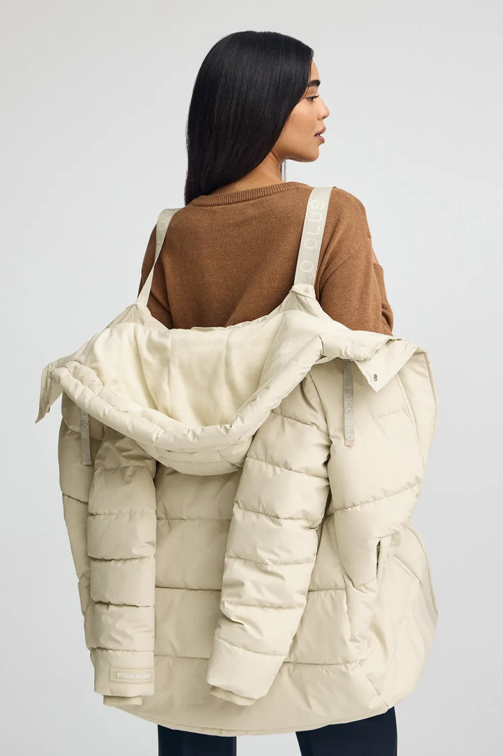 Abrigo Iris Coat color crudo con logo Polo Club