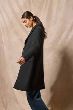 Abrigo Kate abotonado negro con detalles Polo Club
