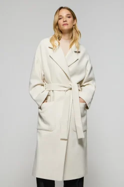 Abrigo largo Carrie beige de paño y detalles Polo Club