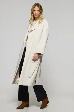 Abrigo largo Carrie beige de paño y detalles Polo Club