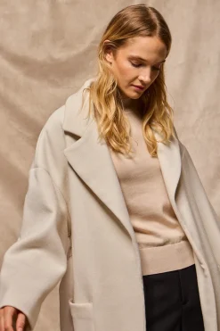 Abrigo largo Carrie beige de paño y detalles Polo Club