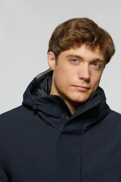 Abrigo Mackey azul marino de capucha fija y detalles Polo Club