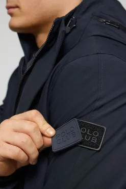 Abrigo Mackey azul marino de capucha fija y detalles Polo Club