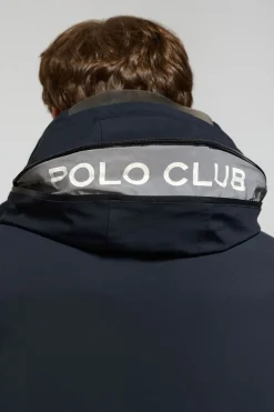 Abrigo Mackey azul marino de capucha fija y detalles Polo Club