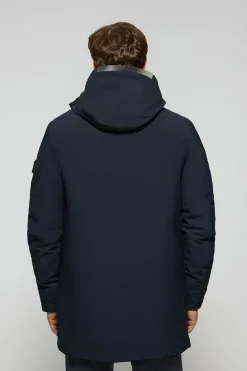 Abrigo Mackey azul marino de capucha fija y detalles Polo Club