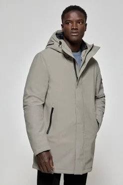 Abrigo Mackey gris piedra de capucha fija y detalles Polo Club