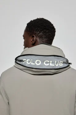 Abrigo Mackey gris piedra de capucha fija y detalles Polo Club