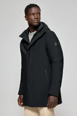 Abrigo Mackey negro de capucha fija y detalles Polo Club