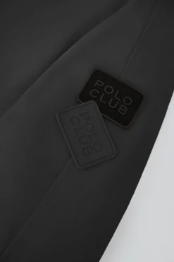 Abrigo Mackey negro de capucha fija y detalles Polo Club