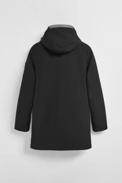 Abrigo Mackey negro de capucha fija y detalles Polo Club
