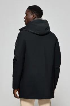 Abrigo Mackey negro de capucha fija y detalles Polo Club