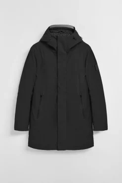 Abrigo Mackey negro de capucha fija y detalles Polo Club