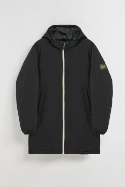 Abrigo negro acolchado con capucha y parche bicolor Polo Club