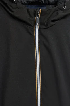 Abrigo negro acolchado con capucha y parche bicolor Polo Club