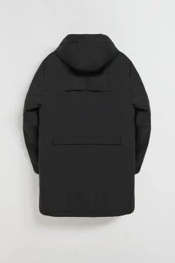 Abrigo negro acolchado con capucha y parche bicolor Polo Club