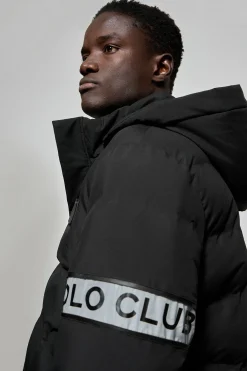 Abrigo negro Courchevel de capucha desmontable y detalles Polo Club