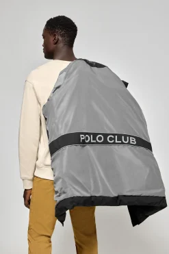 Abrigo negro Courchevel de capucha desmontable y detalles Polo Club
