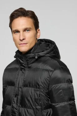 Abrigo negro Greenwich con bolsillos y capucha fija con detalles Polo Club