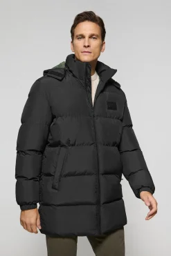 Abrigo negro Staten de capucha desmontable y detalles Polo Club