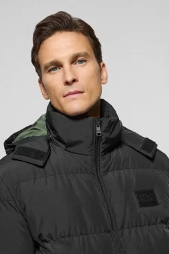 Abrigo negro Staten de capucha desmontable y detalles Polo Club