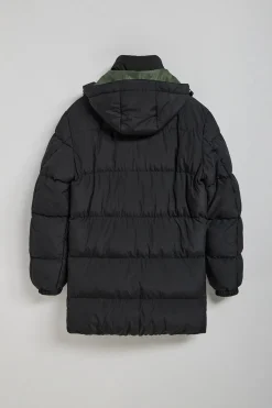 Abrigo negro Staten de capucha desmontable y detalles Polo Club