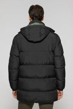Abrigo negro Staten de capucha desmontable y detalles Polo Club