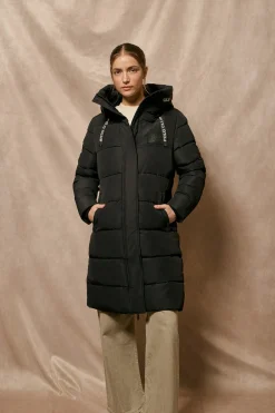 Abrigo Polar negro con capucha fija y detalles Polo Club