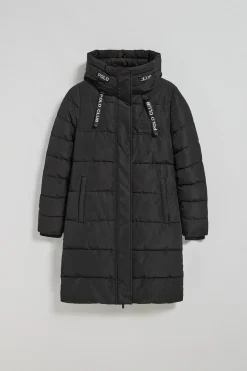 Abrigo Polar negro con capucha fija y detalles Polo Club