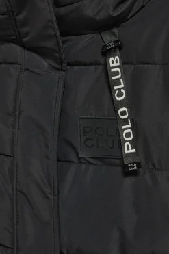 Abrigo Polar negro con capucha fija y detalles Polo Club